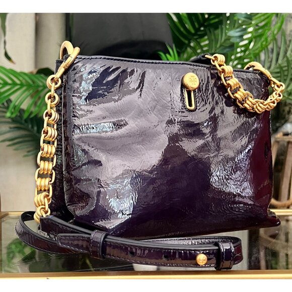 ✺✺ AUTHENTIC TORY BURCH BLUE CRINKLE LEATHER PRICELLA HANDBAG  ✺✺ - Picture 5 of 10